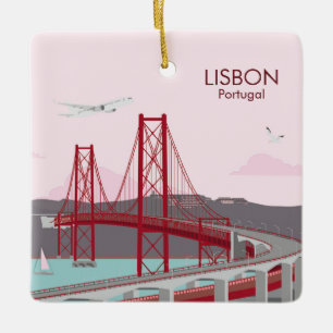 De brug van Lissabon over de Tagus in  stijl Keramisch Ornament