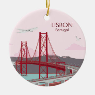 De brug van Lissabon over de Tagus in stijl Keramisch Ornament