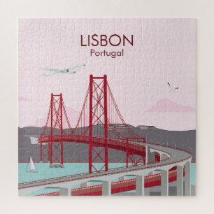De brug van Lissabon over de Tagus in stijl Legpuzzel