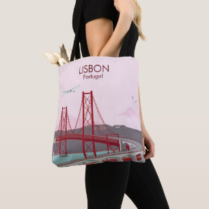 De brug van Lissabon over de Tagus in  stijl Tote Bag