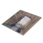 De brug van Sighs, Venetië, gegraveerd door Lefevr Tegeltje (Zijkant)