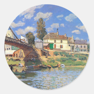 De brug Villeneuve-la-Garenne door Alfred Sisley Ronde Sticker