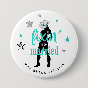 De Bruid Aan 't Fixen Disco Bachelorette Teal ID92 Ronde Button 7,6 Cm