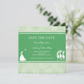 De Bruid Appelgroen save the date (Staand voorkant)