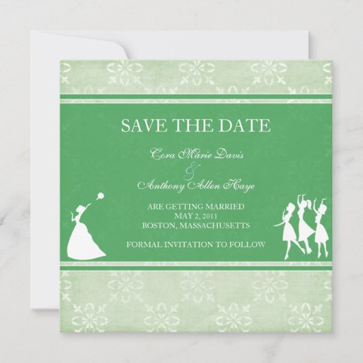 De Bruid Appelgroen save the date (Voorkant)