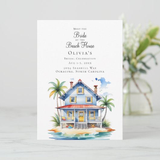 De bruid bij het Beach House Vrijgezellenfeest Kaart (Staand voorkant)