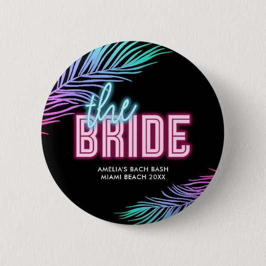 De Bruid Blauw & Roze Tropische Bach Ronde Button 5,7 Cm (Voorkant)