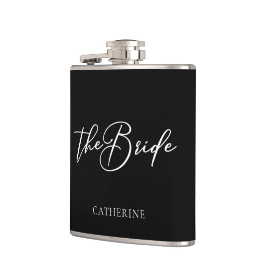 De bruid Chic Black gepersonaliseerde bruiloft Heupfles (Links)
