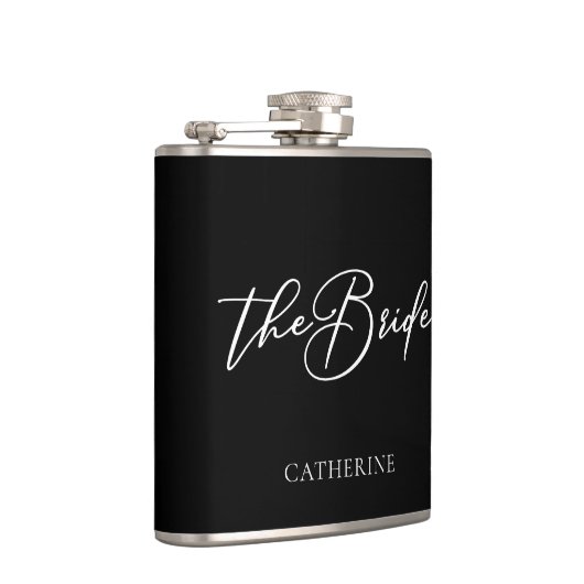 De bruid Chic Black gepersonaliseerde bruiloft Heupfles (Rechts)