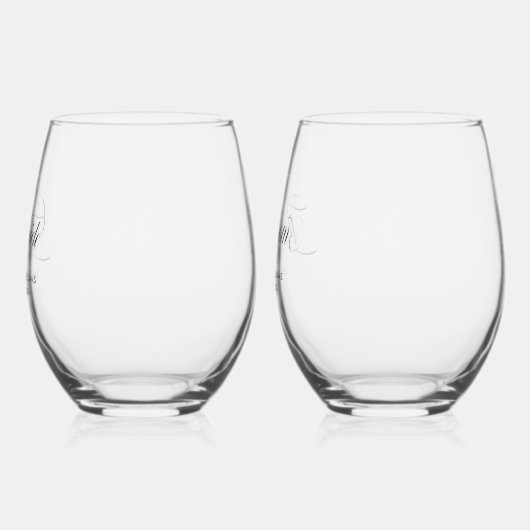 De bruid De bruidegom Elegant Black Typography Wijnglas Zonder Voet (Links)