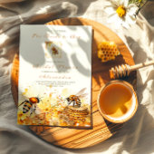 De bruid die bij wilde bloemen honing bruisfeestje kaart