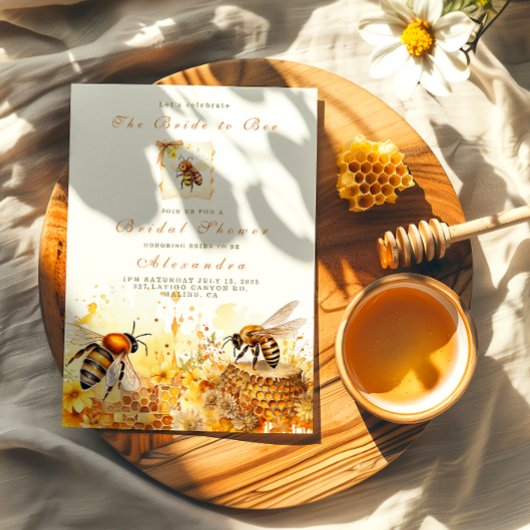 De bruid die bij wilde bloemen honing bruisfeestje kaart