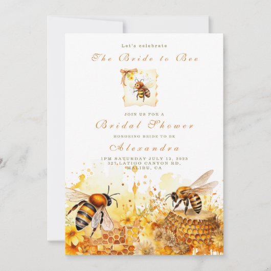 De bruid die bij wilde bloemen honing bruisfeestje kaart (Voorkant)