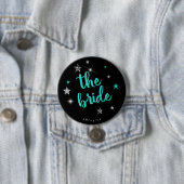 De Bruid Disco Bachelorette Teal ID925  Ronde Button 7,6 Cm (In situ)