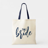 De bruid Elegant White Script Typografie Tote Bag (Achterkant)