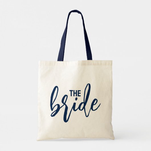 De bruid Elegant White Script Typografie Tote Bag (Achterkant)