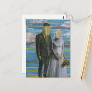 De Bruid en Bruidegom zonder Gezicht Mixed Media C Briefkaart