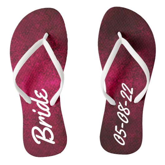 De Bruid en Datum Gespikkeld Robijnrood Roze Teenslippers (Voetbed)