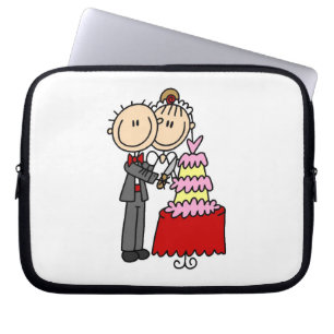 De bruid en de Bruidegom snijden de de T-shirts en Laptop Sleeve