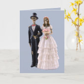 De bruid en de bruidegomwenskaart van het skelet kaart (Gele Bloem)