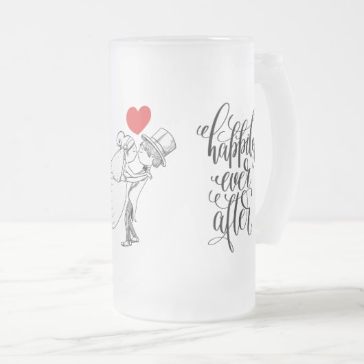 De bruid en Groom persoonlijk gelukkig na Matglas Bierpul (Voorkant rechts)