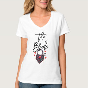 De Bruid Goth Hart Slot en Sleutel T-shirt