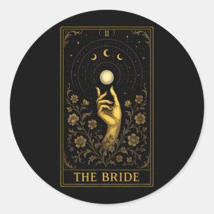 De Bruid - Gothische Hekserige Trouw Tarot Ronde Sticker