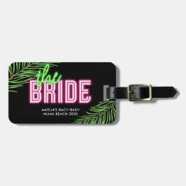 De bruid groen & roze tropische strand bagagelabel