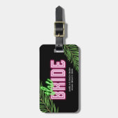De bruid groen & roze tropische strand bagagelabel (Voorkant verticaal)