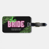 De bruid groen & roze tropische strand bagagelabel (Achterkant horizontaal)