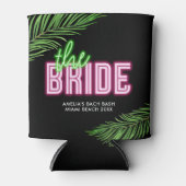 De bruid groen & roze tropische strand blikjeskoeler (Voorkant)