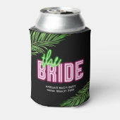 De bruid groen & roze tropische strand blikjeskoeler (Blikje Achterkant)