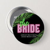 De bruid groen & roze tropische strand ronde button 7,6 cm (Voorkant /achterkant)