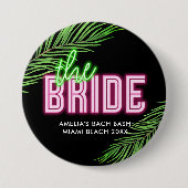 De bruid groen & roze tropische strand ronde button 7,6 cm (Voorkant)