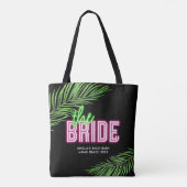 De bruid groen & roze tropische strand tote bag (Achterkant)