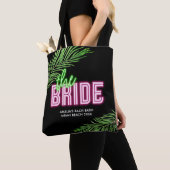 De bruid groen & roze tropische strand tote bag (Dichtbij)