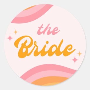 De Bruid Groovy Roze & Oranje Ronde Sticker