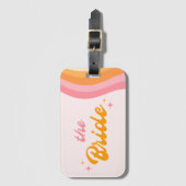 De bruid Groovy Roze & Sinaasappel Bagagelabel (Voorkant (verticaal))