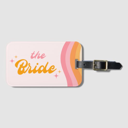 De bruid Groovy Roze & Sinaasappel Bagagelabel (Voorkant (horizontaal))