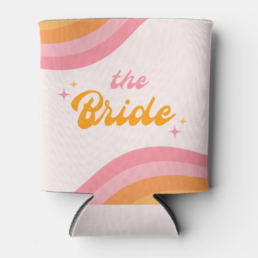 De bruid Groovy Roze & Sinaasappel Blikjeskoeler (Voorkant)