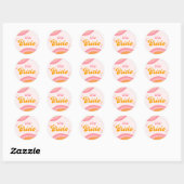 De bruid Groovy Roze & Sinaasappel Ronde Sticker (Vel)