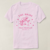 De bruid Hot Pink Cocktail Travel Bachelorette T-shirt (Design voorkant)