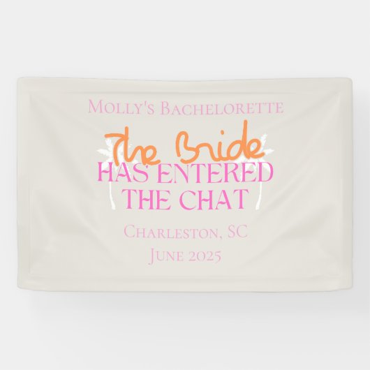 De bruid is de chat binnengegaan - Tropical Bach Spandoek (Horizontaal)