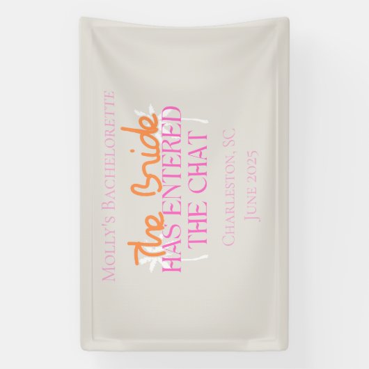 De bruid is de chat binnengegaan - Tropical Bach Spandoek (Verticaal)