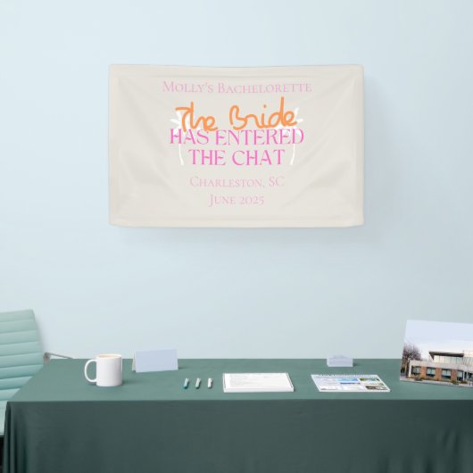 De bruid is de chat binnengegaan - Tropical Bach Spandoek (Beurs)