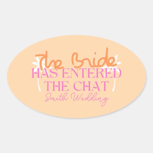 De bruid is de chat roze vrijgezel binnengegaan ovale sticker (Voorkant)