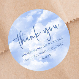 De Bruid Is In De Wolken Blauwe Bruiloftsfeest Ronde Sticker