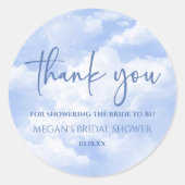 De Bruid Is In De Wolken Blauwe Bruiloftsfeest Ronde Sticker (Voorkant)