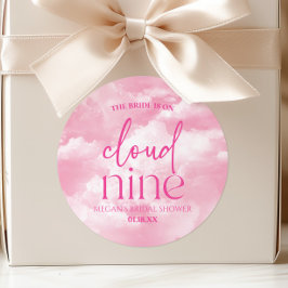 De Bruid Is In De Wolken Roze Bruiloft Feest Ronde Sticker