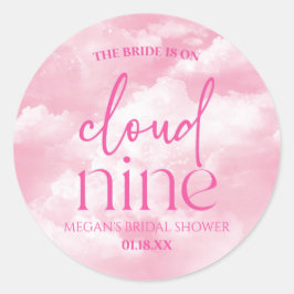 De Bruid Is In De Wolken Roze Bruiloft Feest Ronde Sticker